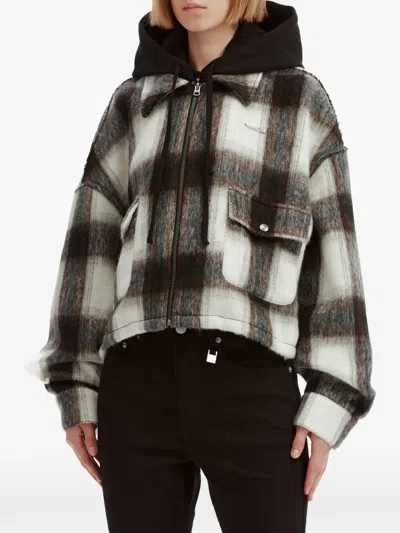Izzue Check-pattern Hooded Jacket In White