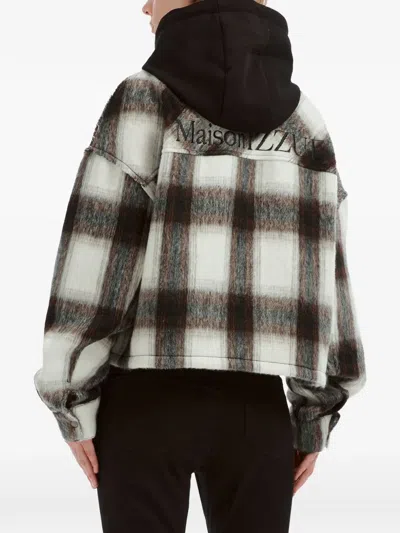Izzue Check-pattern Hooded Jacket In White