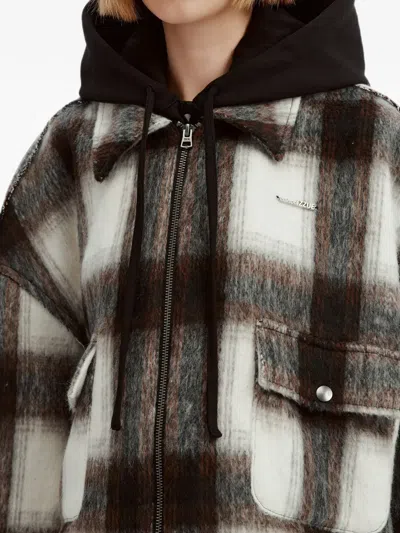 Izzue Check-pattern Hooded Jacket In White