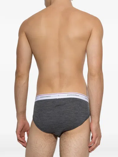 Dsquared2 Logo-waistband Briefs In Gray