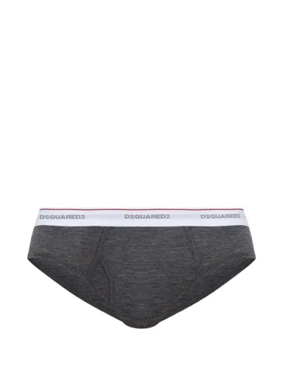 Dsquared2 Logo-waistband Briefs In Gray
