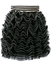Alexander Mcqueen Knitted Ruffle Mini Skirt In Black