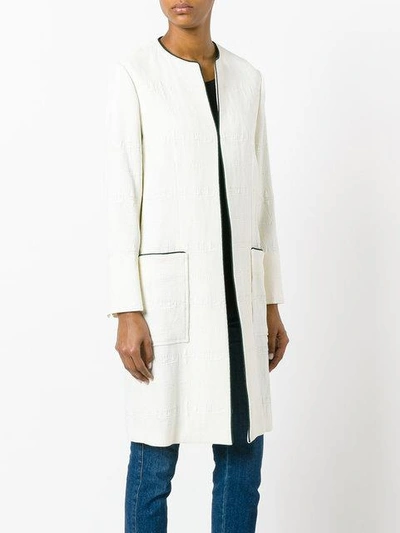 Shop Etro Collarless Pocket Coat In White