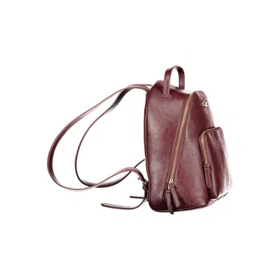 Twinset Grained-effect Front-pocket Backpack In Red