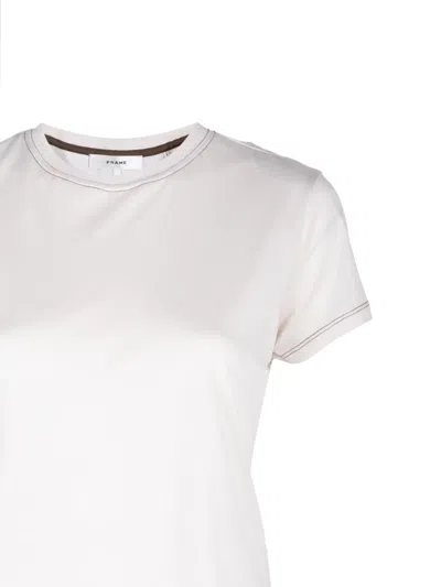 Frame Contrast-stitch T-shirt In Neutrals