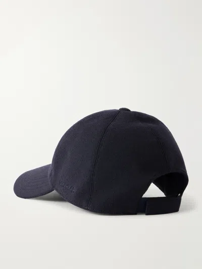Slowear Zanone Flexwool Wool-blend Cap In Blue