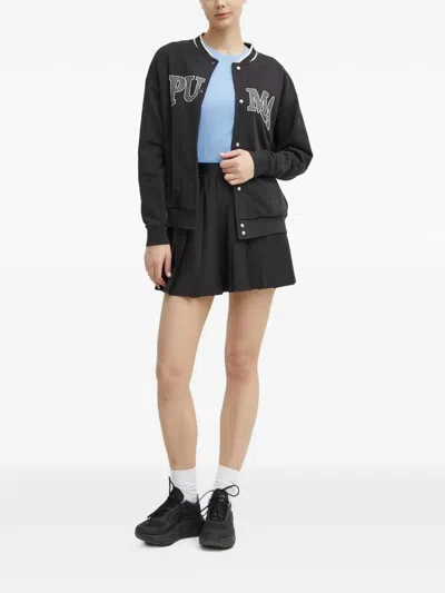 Puma Logo-print Press-stud Jacket In Black