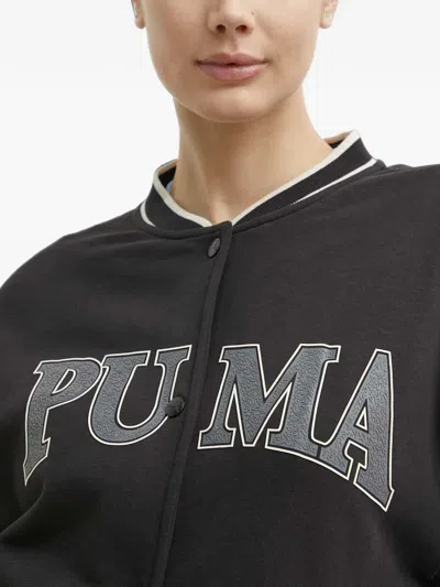 Puma Logo-print Press-stud Jacket In Black