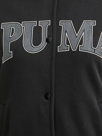 Puma Logo-print Press-stud Jacket In Black