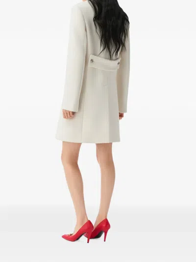 Versace Double-wool Coat In Nude