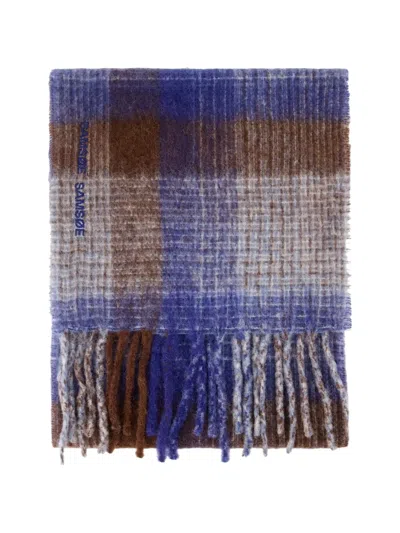 Samsoe & Samsoe Alex Checked Fringed Scarf In Multi