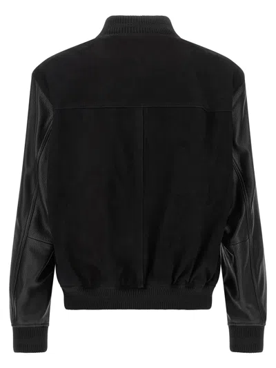 Hugo Boss Textured Microfiber Bomber Jacket In Black