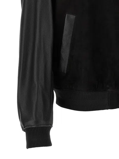 Hugo Boss Textured Microfiber Bomber Jacket In Black