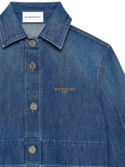 Givenchy Logo-embroidered Denim Jacket In Blue