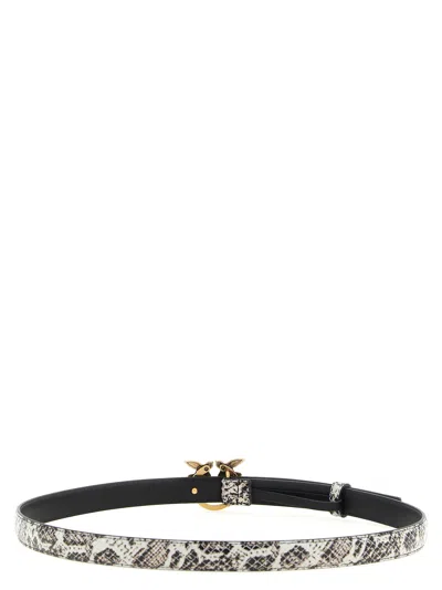 Pinko Python Print Leather Belt In Yellow
