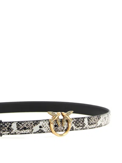 Pinko Python Print Leather Belt In Yellow