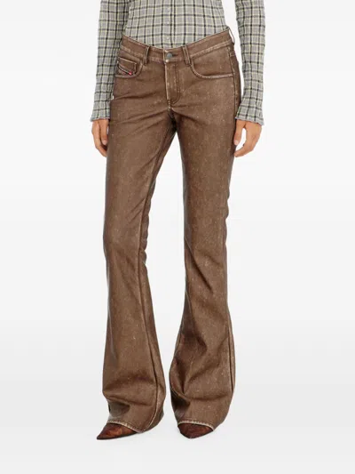 Diesel Washed Bootcut Jeans In Brown