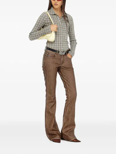 Diesel Washed Bootcut Jeans In Brown