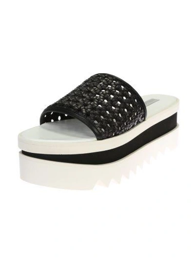Shop Stella Mccartney Black Sandals With Contrasting Wedge And Soles
