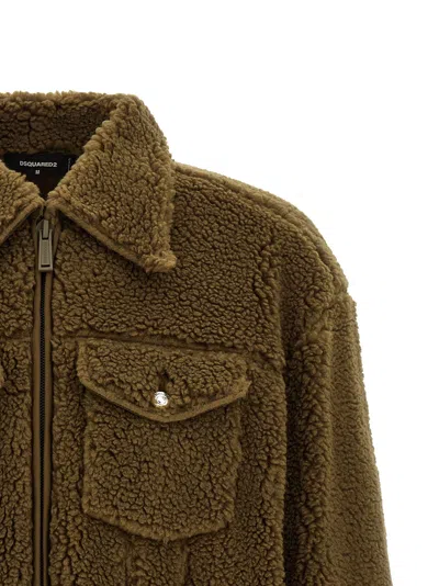 Dsquared2 Teddy Oversized Jean Jacket In Brown