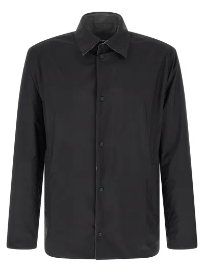 Herno Reversible Technical Wool Overshirt In Gray