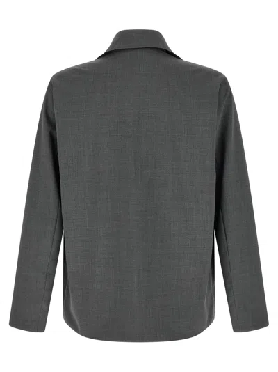 Herno Reversible Technical Wool Overshirt In Gray