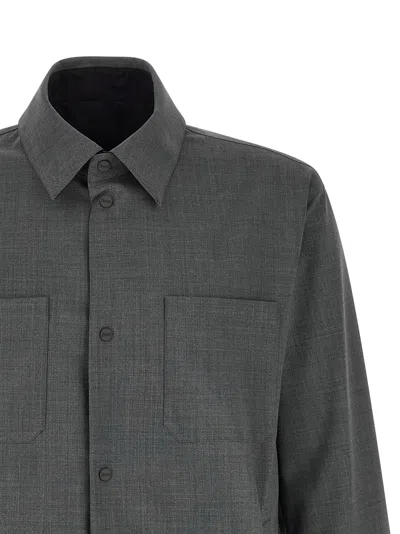 Herno Reversible Technical Wool Overshirt In Gray
