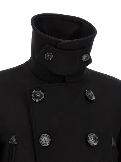 Dsquared2 Wool Double-breasted Coat In Black