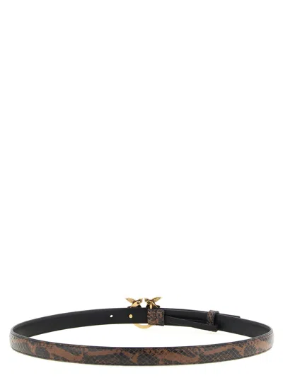 Pinko Python Print Leather Belt In Transparent