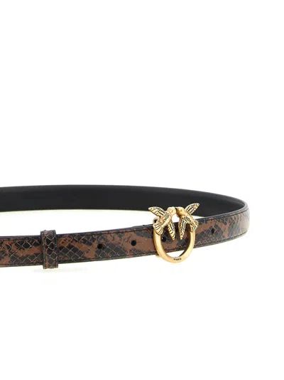 Pinko Python Print Leather Belt In Transparent