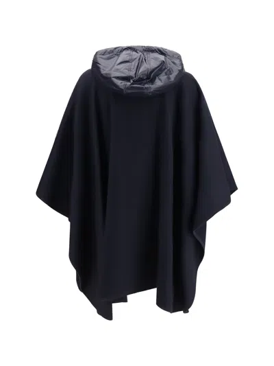 Moncler Padded Wool-blend Cape In Navy