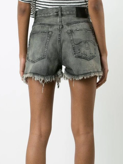 Shop R13 Shredded Trim Denim Shorts