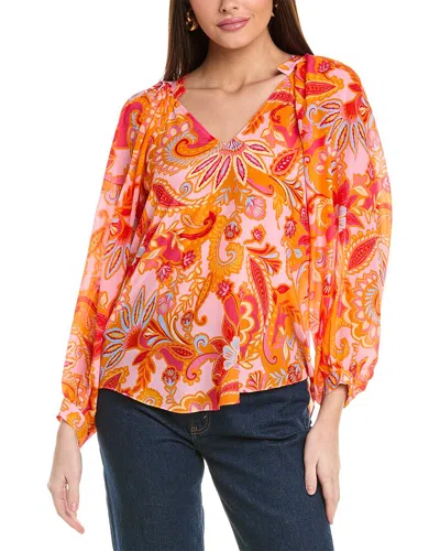 Hale Bob Josie Silk Top In Orange