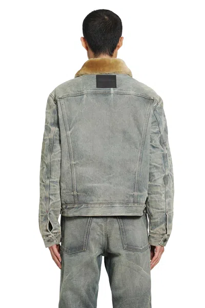 Acne Studios Shearling Collar Denim Jacket In Multi