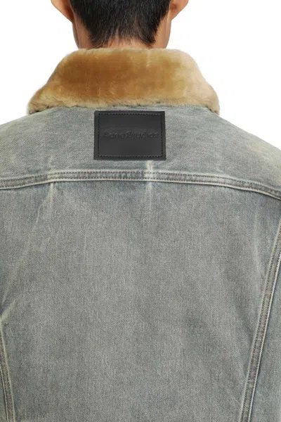 Acne Studios Shearling Collar Denim Jacket In Multi