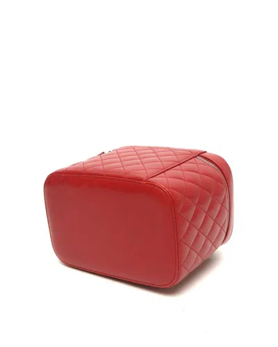 Pre-owned Chanel Vanity Case Pouch In Red