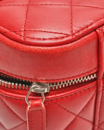 Pre-owned Chanel Vanity Case Pouch In Red