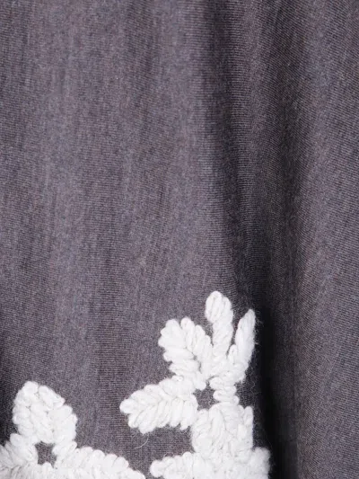 Why Ci Floral-embroidered Wool Cape In Grey