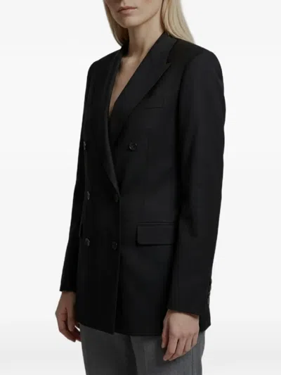 Tagliatore Silk Blend Double-breasted Suit Jacket In Black