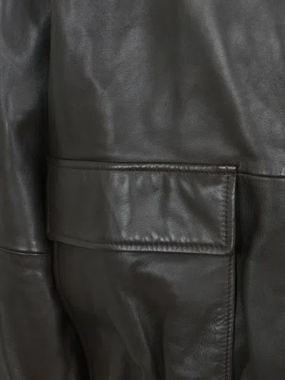 Studio Nicholson Piston Leather Jacket In Brown