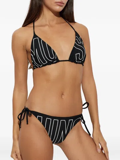 Moschino Printed Triangle Bikini Top In Black