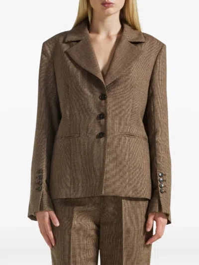 Seventy Check-pattern Notched-lapels Jacket In Brown