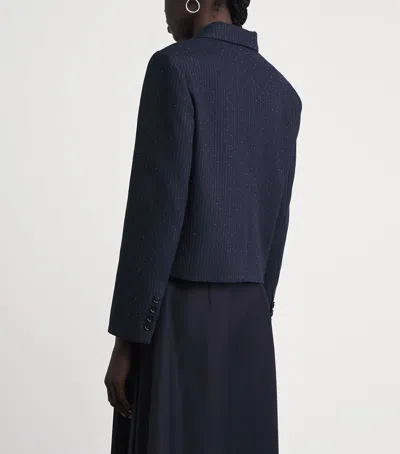 Maje Cropped Sequin Blazer In Blue
