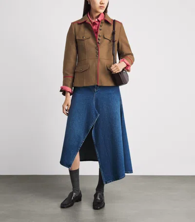 Me+em Wool-blend Utility Blazer In Green