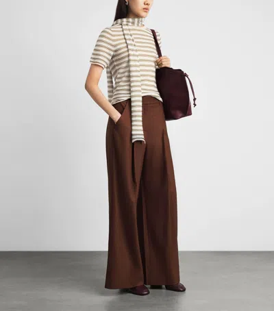 Me+em Wool-cashmere Stripe Barely There T-shirt In Neutral