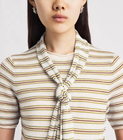 Me+em Wool-cashmere Stripe Barely There T-shirt In Neutral