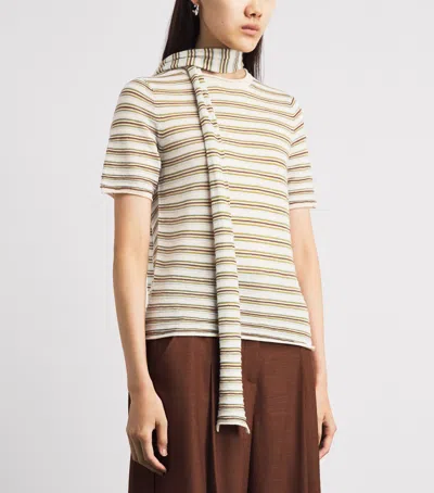 Me+em Wool-cashmere Stripe Barely There T-shirt In Neutral