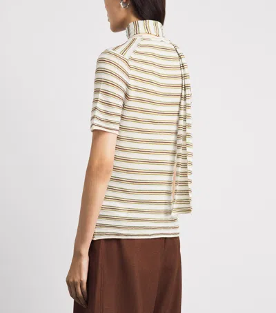 Me+em Wool-cashmere Stripe Barely There T-shirt In Neutral