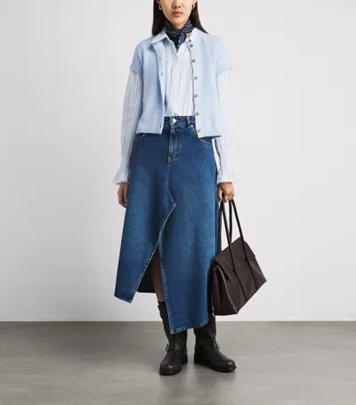 Me+em Wool-blend Button T-shirt In Blue
