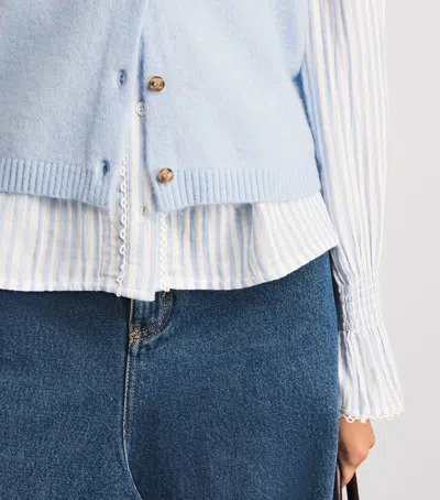 Me+em Wool-blend Button T-shirt In Blue